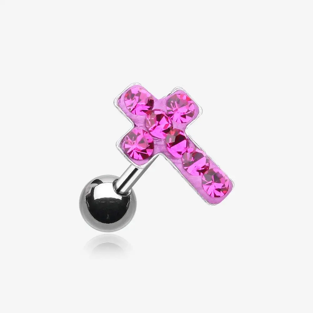 Cross Multi-Gem Cartilage Earring