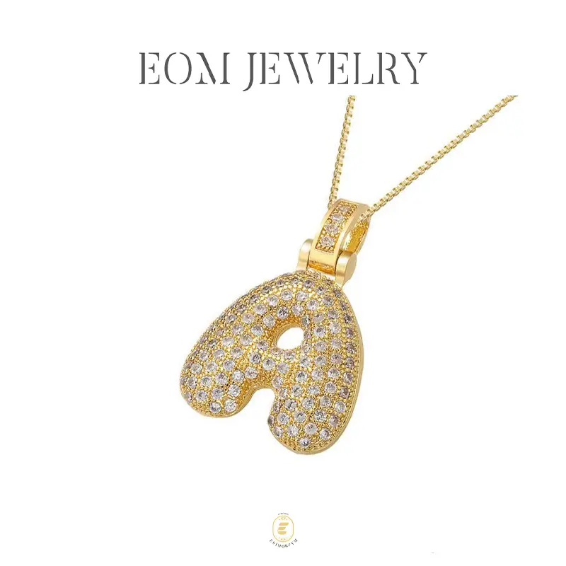 [Buy One Get Free Necklace] Hip Hop Large Letter Alphabet Pendant Necklace Cubic Zirconia Personalized DIY Dainty Necklace Birthday Anniversary for Women