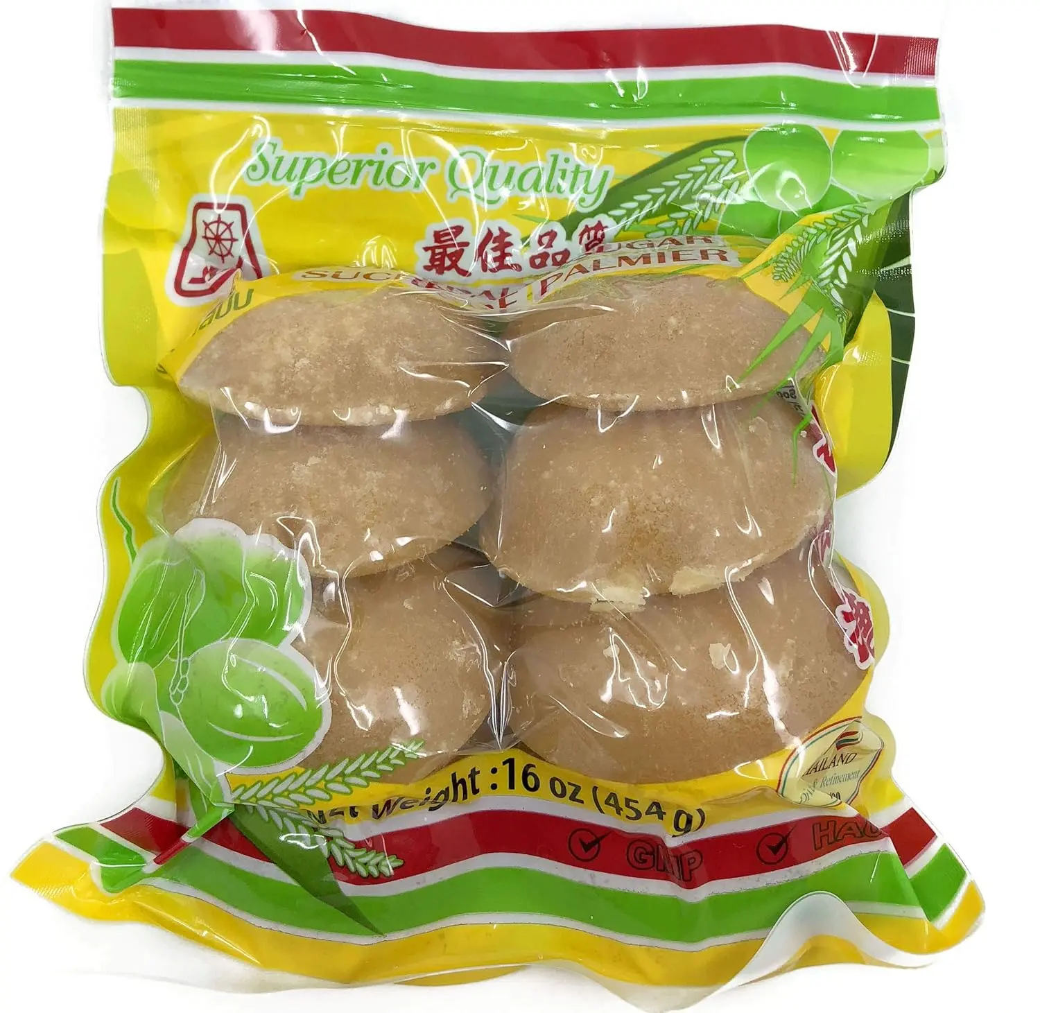 JHC 100% Pure Palm Sugar 16oz / 454g (8 Pieces) – Natural, Unrefined Sweetener, No Preservatives, Healthy Sugar Alternative