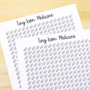Tiny Icon: Medicine Pill Doodle Functional Sticker Sheet 5 mm Square Bujo Cute Line Art Style Matte