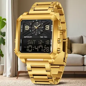 "Women’s Steel Band Watch with Dual Display, Multi‑Function Countdown & Everyday Water Resistance"