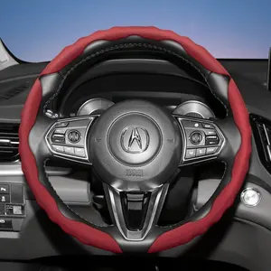Steering wheel cover for Acura breathable PU leather segmented snap-on design sporty wave pattern anti-slip and wear-resistant suitable for all seasons fits MDX/RDX/Integra/ZDX/ADX/TLX