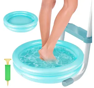 2 Pack Inflatable Pool Foot Bath Basin, Swimming Pool Clean Feet, Foot Soaking Bath Basin for Pool Entry Ladder, Home Spa Treatment for Above Ground Pools, Full-Sized Inflatable Pools