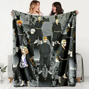 Tokyo Revengers Anime Flannel Throw Blanket, Soft Warm Anti-Pilling, Ideal for Naps Camping Travel, All-Season Gift