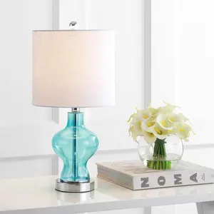 JONATHAN Y Mer Glass/Metal LED Table Lamp , for bedroom, living room, foyer, hallways, dining room, dorms