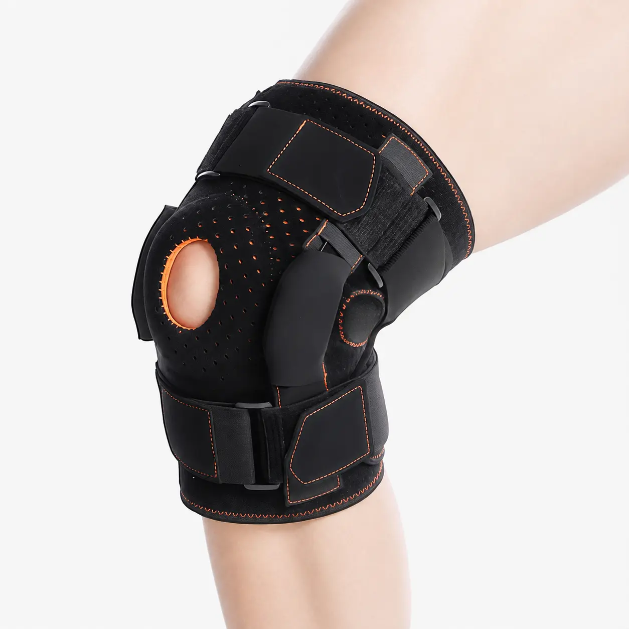 Hinged Knee Brace for Men, Heavy Duty Knee Support with Metal Stabilizers, Open Patella Knee Brace for Sports, Work and Daily Use meniscus  knee  brace