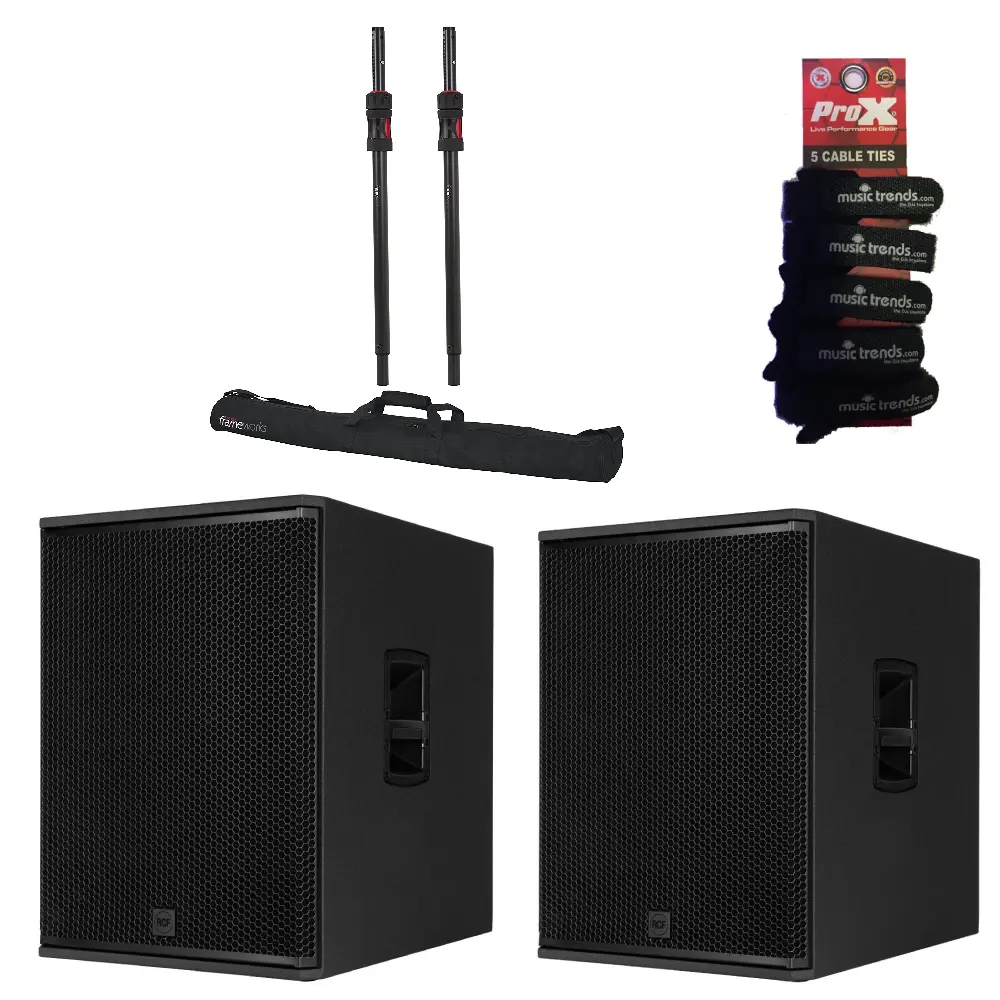 2x RCF SUB 18-AX PROFESSIONAL ACTIVE 18" SUBWOOFER  + Lift Assist Sub Poles