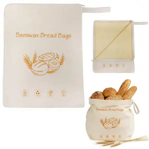 L-Shaped Zipper Lock Beeswax Bread Bags Reusable Eco-Friendly Storage Pouch for Sourdough and Homemade Bread Fresh Keeping Bread Bag