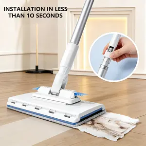 Creative Mother’s Day no-rinse mop set with a non-slip long handle glass cleaning brush, compatible with disposable face towels; hands-free replacement; wet/dry dual-use multi-surface floor cleaner suitable for bathroom cleaning.