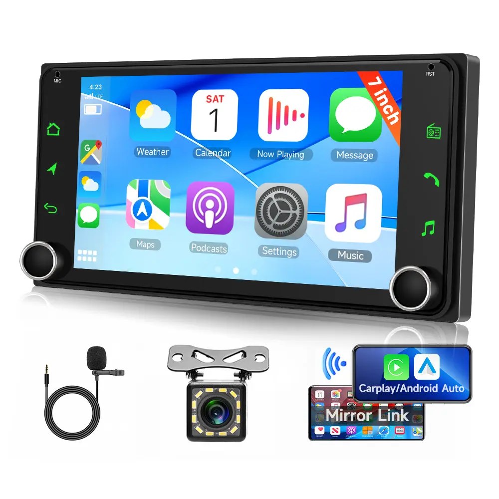 Car Stereo Radio for Toyota Corolla/Toyota RAV4/Camry/Tundra/Sequoia/ 4Runner Wireless CarPlay Android Auto 7 Inch HD Touch Screen Bluetooth FM/AM Mirror Link EQ USB SWC Backup Camera