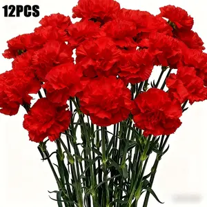 12pcs Artificial Carnation Flowers, Fake Plants, Carnations for Mother's Day and Valentine's Day, Suitable for Wedding Centerpieces, Bridal Showers, Table Decorations, Realistic Carnations, Home Decoration Bouquet, Artificial Flower Stems