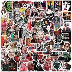 100pcs Horror Movie Stickers Halloween Waterproof Sticker Decals Water Bottle Skateboard Laptop Horror Stickers for Kids Teens Adults