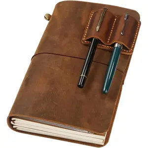 Refillable A5 Travelers Notebook Cover, A5-8.3'' x 5.8'' Journal with 3 Inserts and Card Slots and Pen Holder