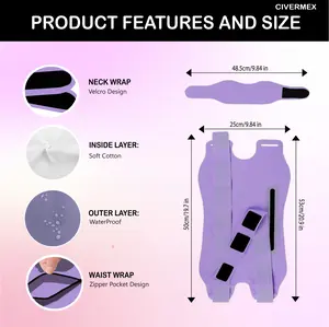 2 Pcs Castor Oil Pack wrap Medium Size Organic Reusable Kit Stress and Constipation Compress Packs for Liver Detox Adjustable Elastic Waist and Neck