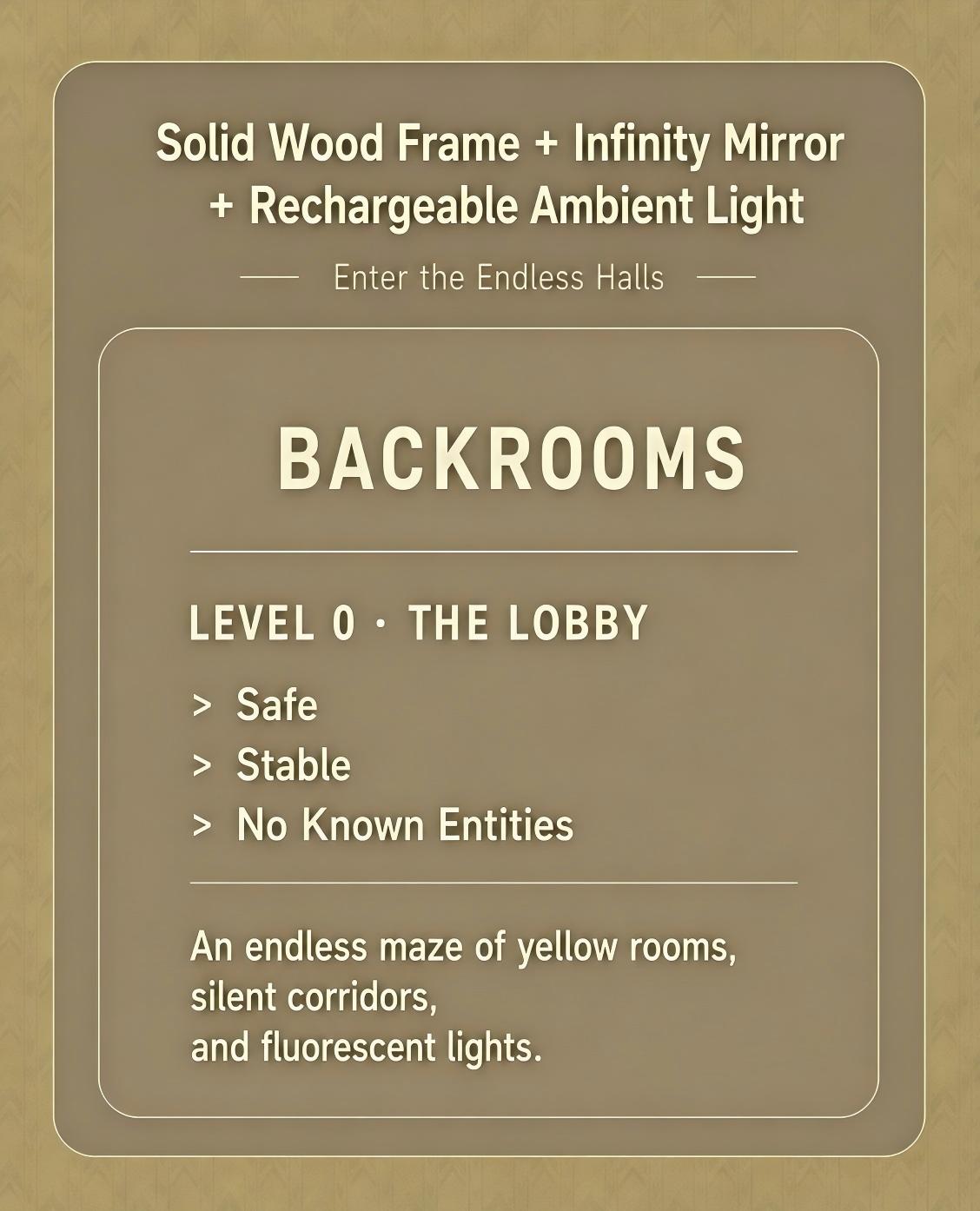 Backrooms Level 0 Infinity Mirror Frame - Liminal Space Shadow Box, Home Decorative Mirror, Modern Minimalist Room Accessories Wall Decor Backrooms Level 0 Infinity Mirror Frame - Liminal Space Shadow Box, Home Decorative Mirror, Modern Minimalist Room Accessories Wall Decor