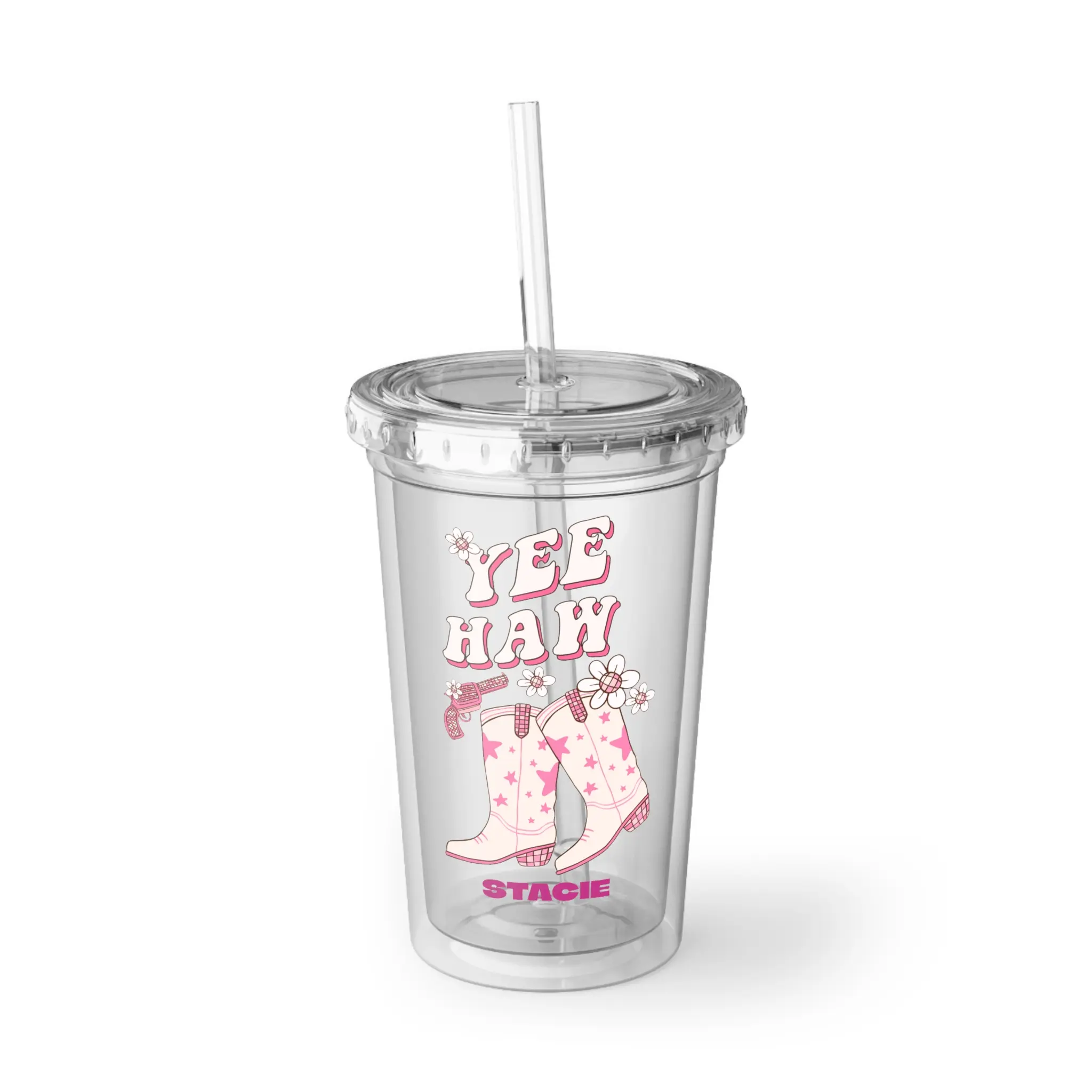 Personalized Yee Haw Cowgirl Acrylic Cup, Fun Drinkware for Cowgirls, Custom Tumbler for Parties, Gift for Rodeo Lovers, Summer Sipper