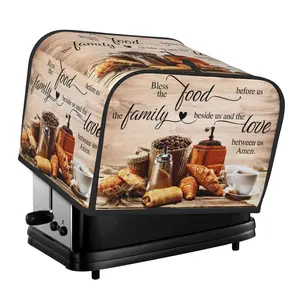 Christian Blessing Food Quotes Toaster Dust Cover, Country Coffee Theme 4 Slice Toaster Dust Cover, Suitable for Most Microwave Oven Covers