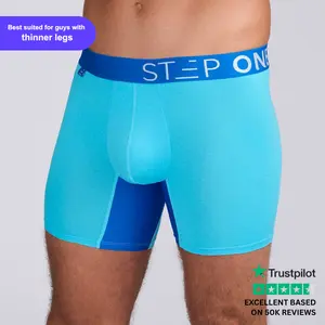 Step One Men's Trunk - Wave Riders, Anti-Chafe, Breathable Bamboo Fabric, UltraGlyde Panels, Hidden Elastic Pouch, Premium Underwear, Athletic Daily wear