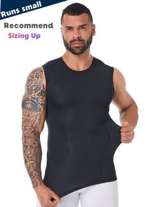 men's solid color shapewear tank top, casual breathable sleeveless shapewear top for workout gym exercise, fashion men's underwear & sleepwear for all seasons, workout tops, compression garment, activewear, menswear