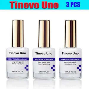 Tinovo Uno 3×12ml Milky White Nail Strengthener Set | Protein & Calcium Infused | Quick Dry | Long-lasting Shine | Manicure Polish | US Local Shipping