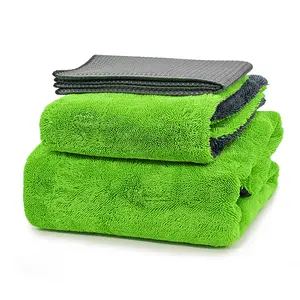 YeewayVeh Complete Drying Towel Set, 3-Pack Microfiber Towels (28"x36" & 16"x16" Drying & Waffle Weave), 1400 GSM Ultra Absorbent, Streak-Free Car Detailing Towels for Bulk Water, Final Polish & Glass