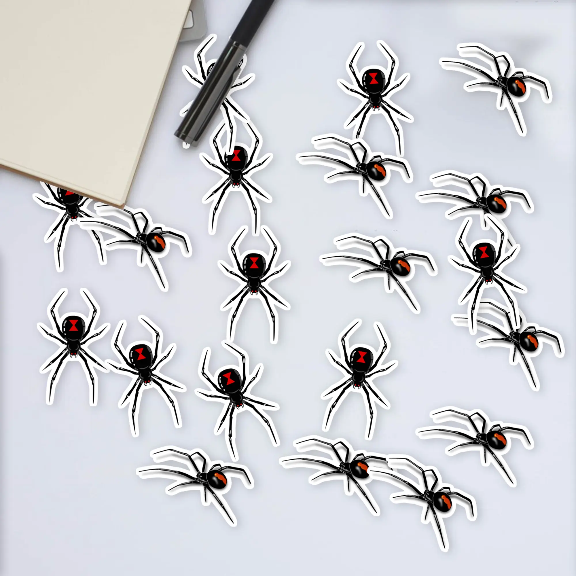 Stickers Pack 20 Pcs Black Car Luggage Widow Bumper Spider Aesthetic Waterproof Vinyl Skateboard Water Laptop Bike Guitar Colorful Bottle
