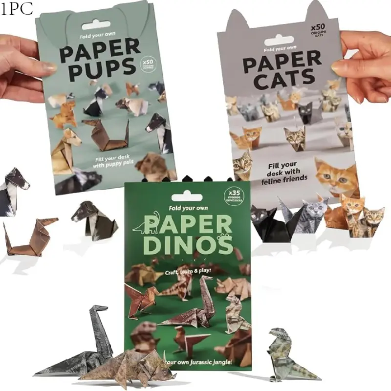 Handmade Paper Folding Decorations, No Glue Animal Figurines with Tutorial, DIY Craft Kit for Family Fun, Living Room Party Decoration, Creative Paper Kit, Art Craft Kits