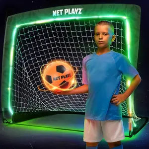 Light Up Glow in The Dark Soccer Ball Soccer Net | Practice Equipment Football Gift for Boys Girls Kids Teens & Youths, game night