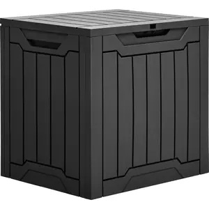 31 Gallon Outdoor Storage Box, Resin Deck Box and Waterproof Package Delivery Box for Gardening Tools, Pool Supplies, Patio Furniture, Lockable, Black
