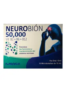 Vitamina Neuro 50 - Caja Grande - Vitamina B Ampolletas Bebibles - Vitamin B1, B6, B12 Liquid Presentation 10 pack of 15mL Oral Vitamin