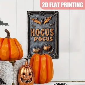 Hocus Pocus Vintage Metallic Tin Signboard 12x8-Perfect for Halloween & Autumn Decoration, Home, Living Room, Porch, Bedroom Wall Art - Country Farmhouse Style, Ideal Gift