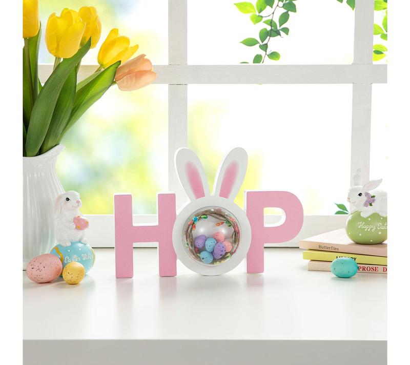 Glitzhome 10"L Easter Wooden HOP Table Decor