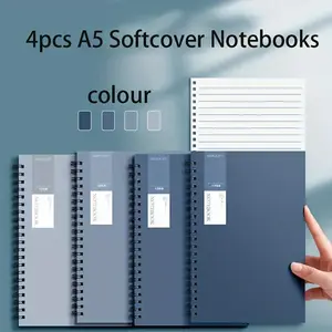 Thick A5 Coiled Notebook Diary, Simple Notebooks for Elementary Students, High-Aesthetic Loose-Leaf Practice Book, School Stationery