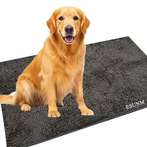 Absorbent Outdoor Doormat, Washable Muddy Door Mats for Dog, Non Slip Dog Mat Indoor Doormat for Muddy Paw, Front Inside Door Mat for Entryway, Dark Gray