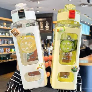 Stylish Portable Sports Water Bottle with Time Marker and Straw - Ideal for Fitness, Cycling, Hiking - Your Essential Summer Workout Gear