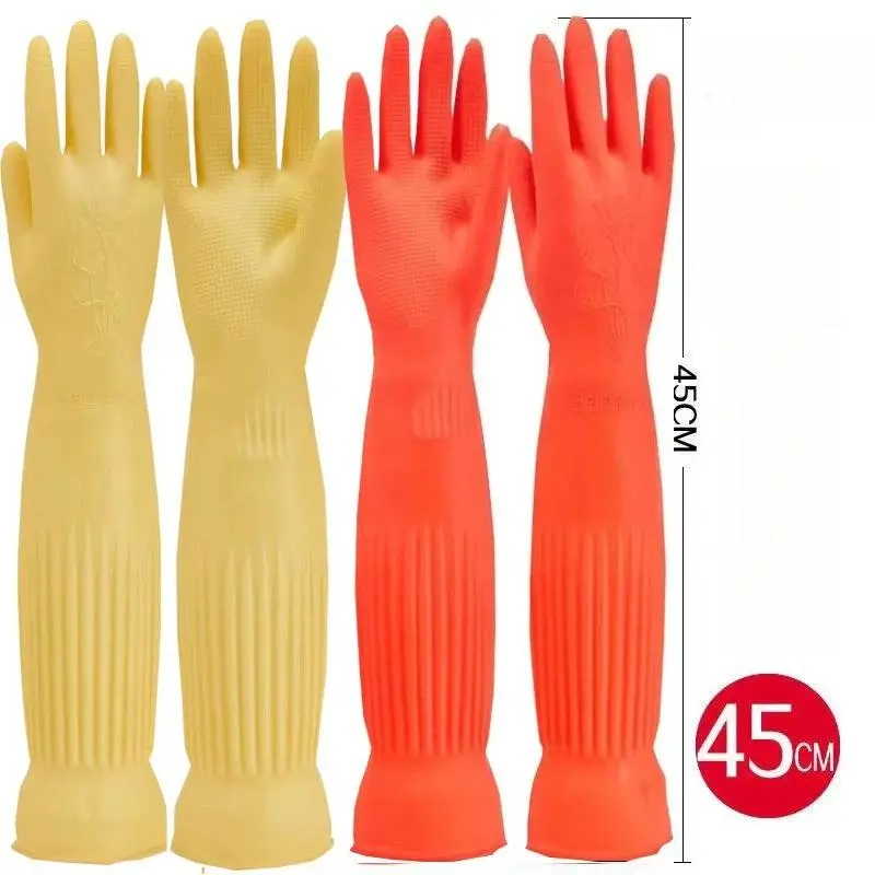 Heavy Duty Latex Cleaning Gloves - Soft, Extended Length, Thick, Tear-Resistant Household Gloves for Kitchen, Laundry Use, Households