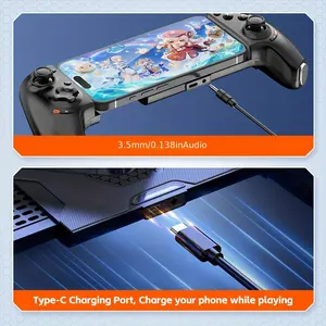 2025 New Pure Black Type-C Stretch Game Controller, Compatible with IOS (Local Mode)/Android/Harmonyos/Switch/Pc, Supports PS, Xbox, Steam Streaming Games; Dual-Mode Connection; Dual Hall Sticks; Hall Triggers; Macro Recording Programmable Back Butt