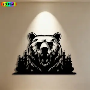 1pc Bear Metal Wall Art,Fierce Bear Statue Mural, Ideal Gift for New Year, Christmas, Wildlife Decor Enthusiasts, Rust-Resistant Metal Wall Decor Wall Sculptures, Perfect for Outdoor Garden Wall & Backyard Fence, Unique Nature-Inspired Wall Decor