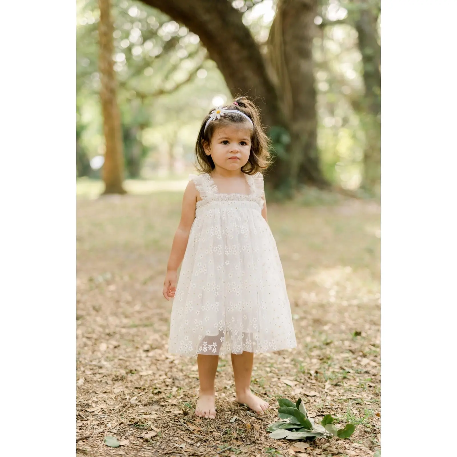07 - White Tulle Dress with Golden Daisies