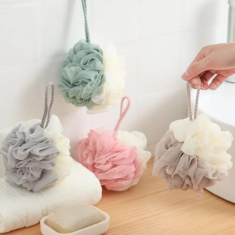 Large 12 cm Exfoliating PE Mesh Shower Sponge Pouf - Body Scrubber for Rich Lather, Colored Plastic Loofahs, Sponges & Poufs (Single Item, Random Color), Accessories, Personal