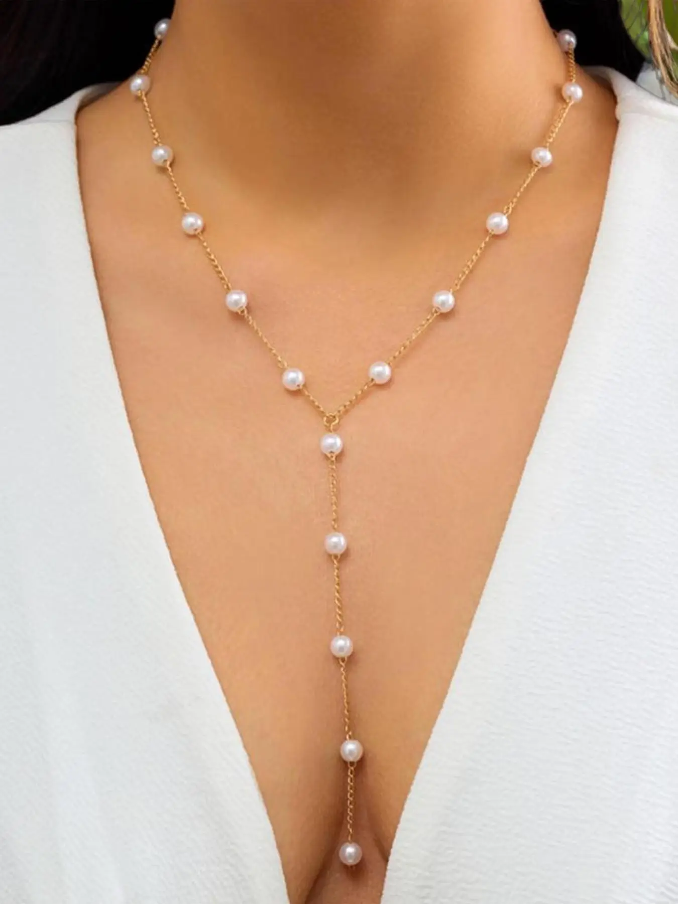 Women's Boho Style Faux Pearl Decor Pendant Necklace, Summer Exquisite Trendy Matching Necklace, Chic Jewelry As Birthday Gift for Girlfriend