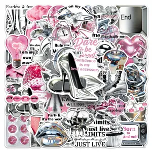 50 Pieces of Y2K Silver Glitter Stickers, Suitable for Scrapbooks, Diaries, Laptops, Water Bottles, Cars, and Other Faith-based Designs; A Gift with A Positive Message, Sticker Decals