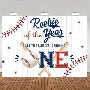 Baseball Themed Party Banner, Baseball Pattern Backdrop, Photo Background Cloth, Indoor & Outdoor Decoration Supplies for Home Party, Ornaments