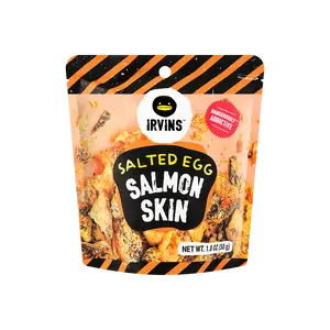 IRVINS Salted Egg Yolk Salmon Skin Crisps 1.76oz | High Protein Snack | Singapore Must Buy Gift