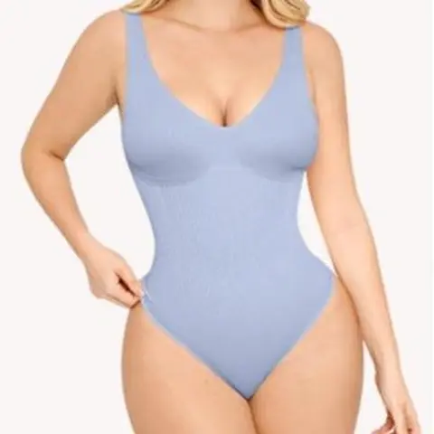 FeelinGirl  Womens Shapewear Bodysuit Body Shaper Slimming V Neck Thong Bodysuits Comfort Fabric Womenswear  Seamless
