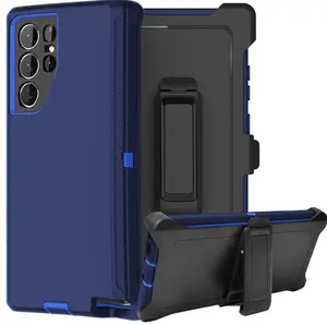 Blue Rugged Defender Case For Samsung Galaxy S26 / S25 / S24 / Plus / Ultra / Shockproof Heavyduty Protection cover With Belt Clip Phonecase