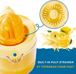 2-In-1 Hand Lemon Citrus Juicer Machines - Manual Lemon Lime Citrus Orange Juice Squeezer, Portable Slow Fruit Press Juicer Extractor with Ergonomic Hand Crank Design for Max and Effortless Extraction