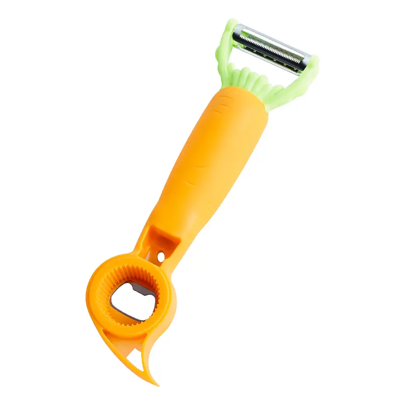 7-in-1 Multifunctional Fruit Peeler Utensils, Stainless Steel & Plastic Reusable Kitchen Gadgets - Includes Can Opener, Bottle Opener, Dual Edge Grater