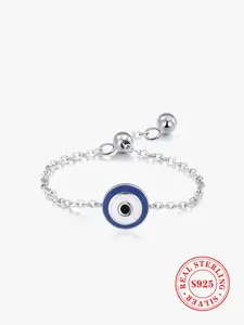 925 Sterling Silver Fashion Eye Design Adjustable Ring, Fashion Jewelry for Party, Daily Clothing Decor, Trendy All-match & Exquisite Jewelry for Birthday Gift