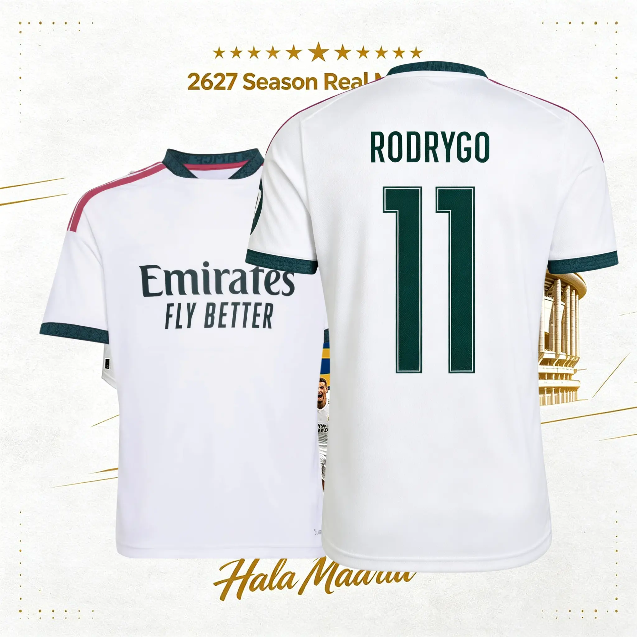 2627 White Rodrygo #11 Home Short-Sleeve Soccer Jersey